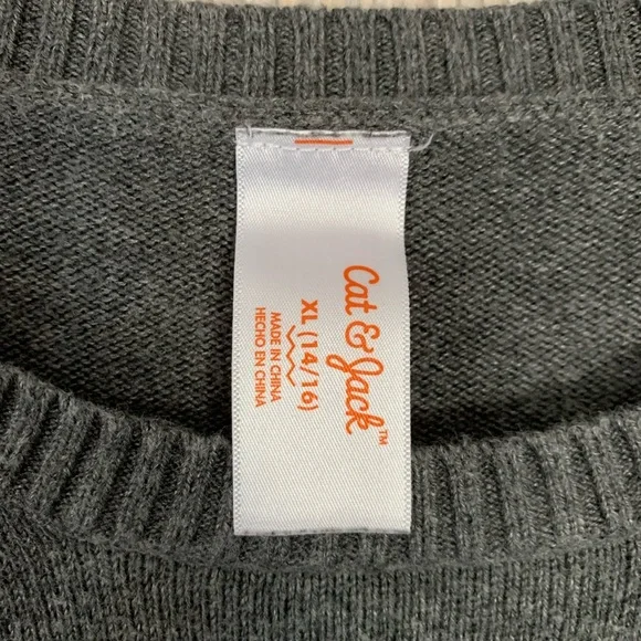 Cat & Jack - Gray sweater with glitter bow tie. - Picture 3 of 3